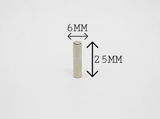 6 mm Dia x 25 mm Thick Neodymium Magnet