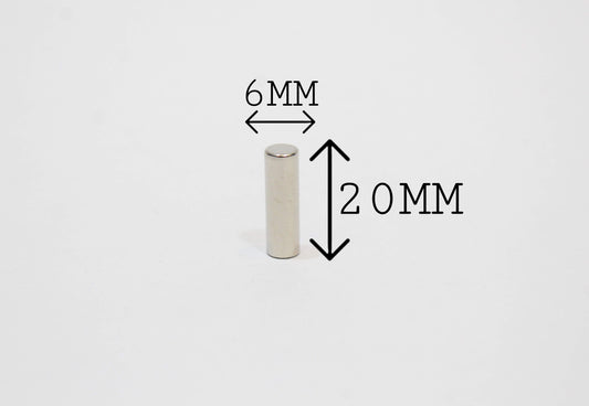 6 mm Dia x 20 mm Thick Neodymium Magnet