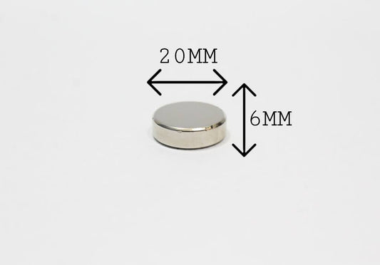 20 mm Dia x 6 mm Thick Neodymium Magnet