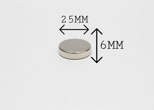 25 mm Dia x 6 mm Thick Neodymium Magnet