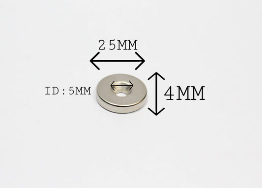 25 mm OD x 5 mm ID x 4 mm Thick CSK Magnet