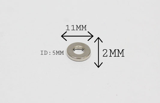 11 mm OD x 5 mm ID x 2 mm Thick Ring Magnet