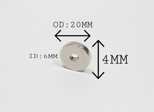 20 mm OD x 6 mm ID x 4 mm Thick Ring Magnet