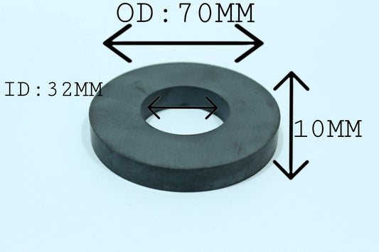 70 mm OD x 32 mm ID x 10 mm Thick Ferrite Manget