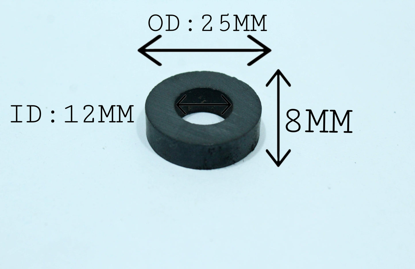 25 mm OD x 12 mm ID x 8 mm Thick Ferrite Magnet