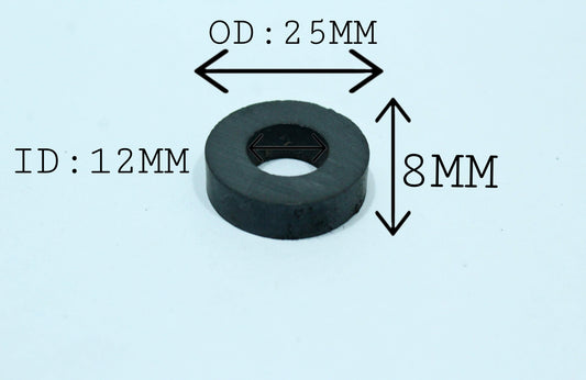 25 mm OD x 12 mm ID x 8 mm Thick Ferrite Magnet