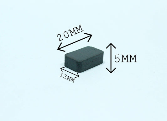 20 mm L x 12 mm B x 5 mm H Ferrite Magnet