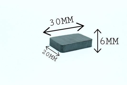 30 mm L x 20 mm B x 6 mm H Ferrite Magnet