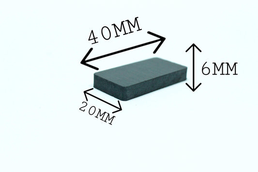 40 mm L x 20 mm B x 6 mm H Ferrite Magnet