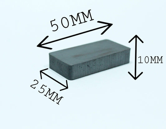 50 mm L x 25 mm B x 10 mm H Ferrite Magnet